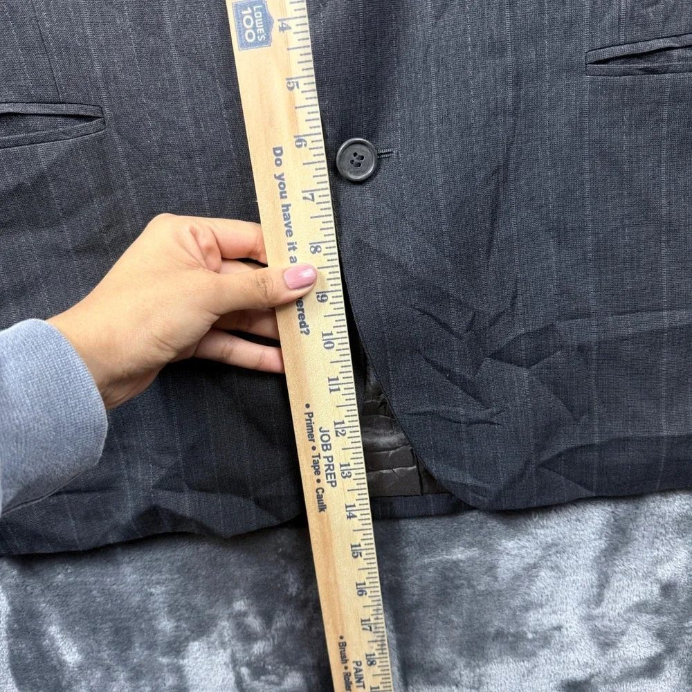 Made in France Blazer Mens 42 Grey Pinstripe Two Button Formal Suit Jacket